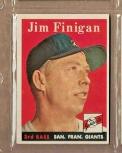 1958 Topps Baseball Card Detroit Tigers Jim Finigan #136