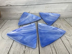 Triangle Shaped Studio Art Fused Glass Dishes 4 Plates Mid-Century Modern Funky - Picture 1 of 16