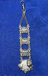 Llavero Art Nouveau Sterling Chatelaine 1908 C.T.&R. Co Lady Lake Swan Jack Edith - Imagen 1 de 16