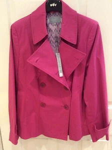 BNWT “Per Una“ Double Breasted Jacket ,Water Repellent Fabric, Magenta, size 14. - Picture 1 of 12