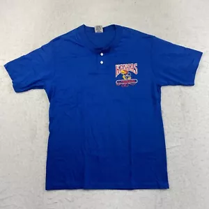 Kansas Jayhawks camicia donna bottoni grandi logo blu vintage anni 90 college NCAA - Foto 1 di 6