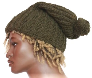 Strick Mütze XL mit Bommel, Wolle, Dreadlock hat knitted with bobble, Rasta - Bild 1 von 1