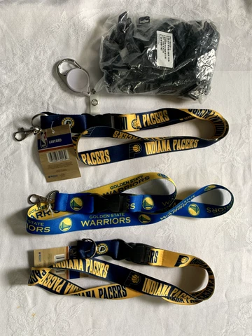 Indiana Pacers Blue Golden Warriors Lanyard Keychain ID Holder NBA New Cover