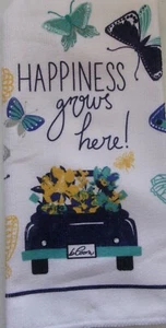 FULL UNCUT HAPPINESS GROWS HERE Print POLYESTER Kitchen Towel - Picture 1 of 1