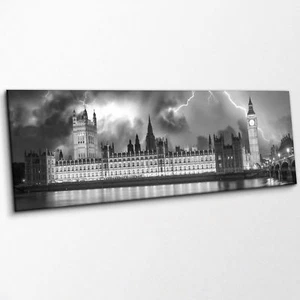 Lightning Storm sobre las Casas del Parlamento de Londres Arte Panorámico Impreso en Lienzo Grande - Imagen 1 de 5