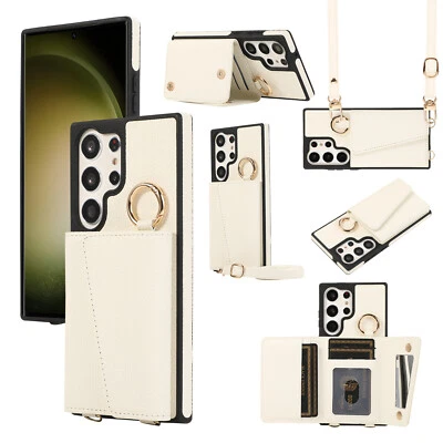 Para Samsung Galaxy S24 Ultra S23+ S22 Tarjeta Billetera Bandolera Estuche Maquillaje Espejo Foto 1 de 4