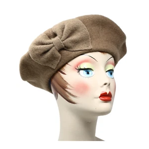 Womens Wool Beret w Bow Retro Style Fashion Warm for Church Dress Party -Hey Viv - Picture 1 of 11