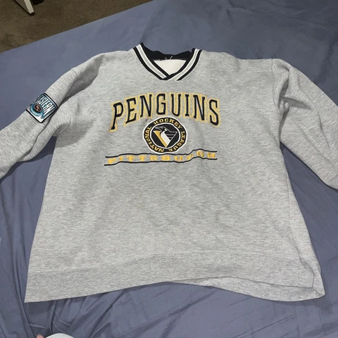 Vintage Pittsburgh Penguins Hockey Sweatshirt Size Large Gray 90s NHL Eastern Cover