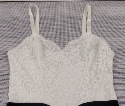 VANITY FAIR Vintage Slip Dress BLACK & WHITE NYLON Lace SIZE 34 MOD 28 in waist - Image 1 of 4