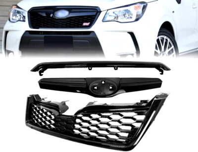 Para Subaru Forester 2014-2018 estilo STI frontal negro parrilla parachoques parrilla clip Foto 1 de 4