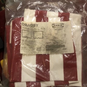 IKEA 1 Pack 2 PANEL CURTAINS 58X36 CANDY RED WHITE STRIPE candycane Discontinue - Picture 1 of 3