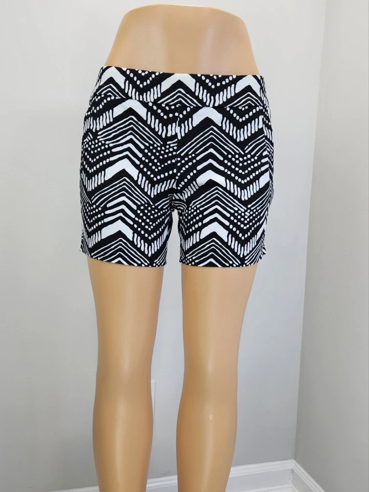 Pantalón Corto Mujer J Crew 2 Negro Marfil Estampado Geométrico Elástico Foto 1 de 4
