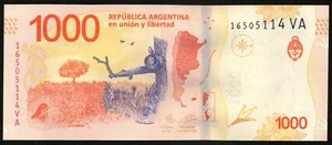 ARGENTINA NOTE 2022 1000 PESOS Series VA P#366  B#6060 UNC - Picture 1 of 2