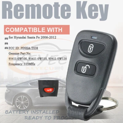 Llavero de coche remoto 3 botones PINHA-T038 para Hyundai Santa Fe 2006 07 08 09 -2012 Foto 1 de 4