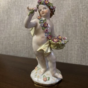 ANTIQUE MEISSEN PORCELAIN Cherub, Putti Allegory Of Spring- 5,5”- MINT - Picture 1 of 16