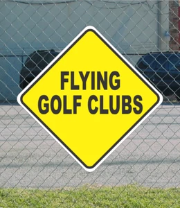 Gelb fliegende Golfschläger Metallschild für Course Street HWY Straße Parkplatz 12x12 - Bild 1 von 2