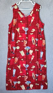 Paradise Found Women's Sleeveless Hawaiian Dress Red Cocktail Drinks Print 2XL - Afbeelding 1 van 11