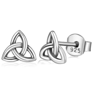 Sterling Silver Trinity Celtic Earrings with Gift Box - Stud Earrings - Picture 1 of 5