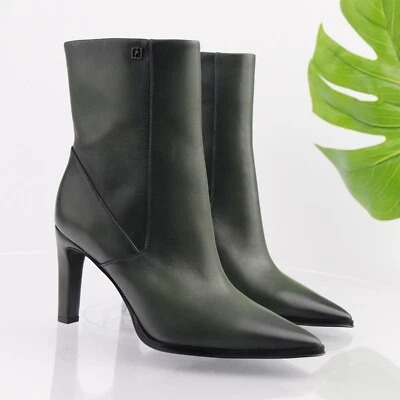 Franco Sarto Womens Appia Boot Size 7.5 Green Leather Bootie Pointed High Heel - Image 1 of 4