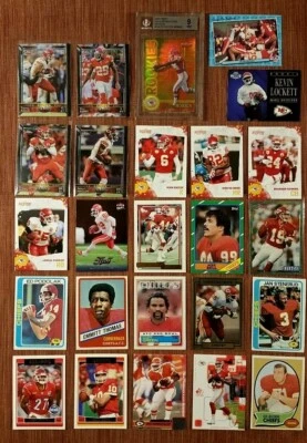LOTE DE 25 CARTÕES CHIEFS FOOTBALL REFRATOR DE OURO BGS MONTANA OKOYE STENERUD KELCE HALL - Imagem 1 de 4