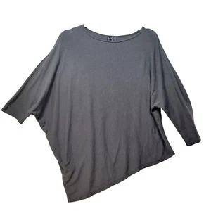 Clara Sun Woo Tunic Top Womens S Asymmetrical Stretch Lagenlook Witchy Dark Gray - Picture 1 of 8
