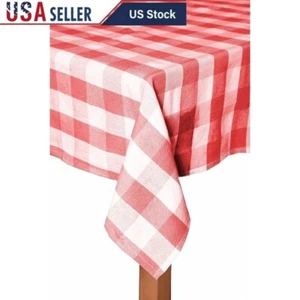 Cotton Farm Check Tablecloth 60x104 Machine Washable Gingham Indoor Outdoor New - Picture 1 of 1