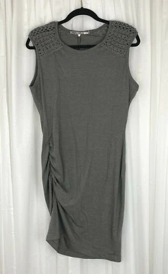 Mini vestido Pam & Gela tamanho S cinza malha elástica pulôver franzido sem mangas novo - Imagem 1 de 4