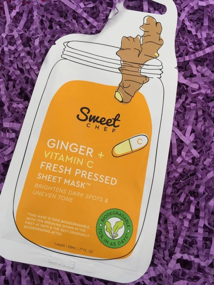 SWEET CHEF Ginger+Vitamin C Fresh Pressed Sheet Mask, Full Size - NEW,FREE SHIP! - Image 1 of 2