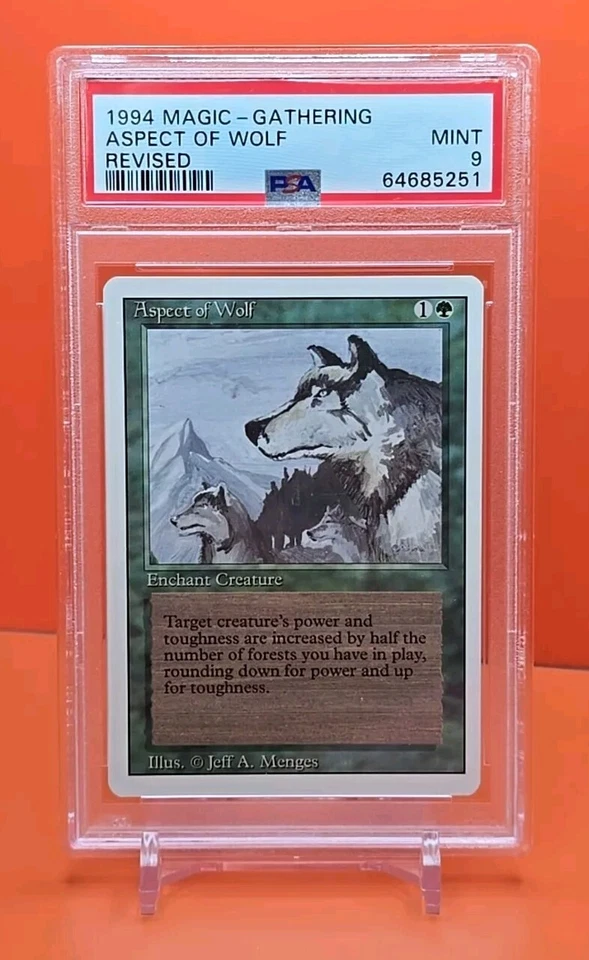 🟢🟢🟢 1994 Magic The Gathering ASPECT OF WOLF REVISED PSA 9 🟢🟢🟢 - Image 1 of 2