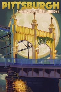 Pittsburgh City Of Bridge, Lantern Press, Wall Decor Art Print 14" x 11" - Picture 1 of 1
