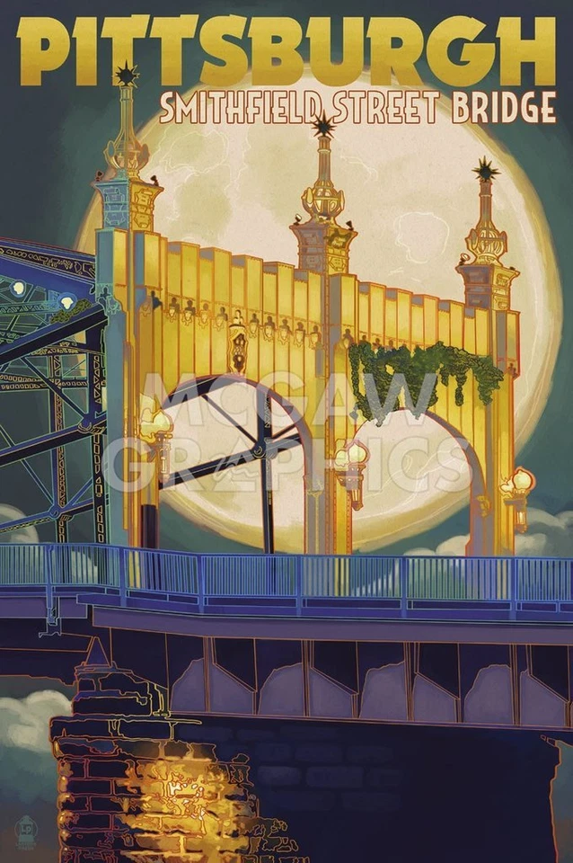 Pittsburgh City Of Bridge, Lantern Press, Wall Decor Art Print 14" x 11" - Image 1 of 1