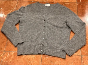 PETER SCOTT SCOTLAND GREY SWEATER LAMBSWOOL WOOL CARDIGAN SIZE 38 S M EUC - Picture 1 of 7