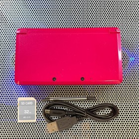 Nintendo 3DS Gloss Pink Console Multi-Region Cartridge Support 32GB SD Stylus VG