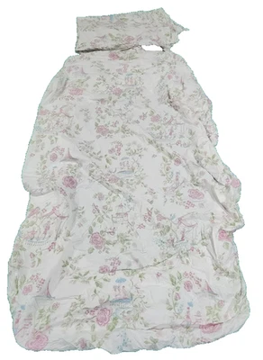 1 flat fitted Twin bed sheet Pottery Barn Kids Cherry Blossom Asian Chinoiserie - Image 1 of 4