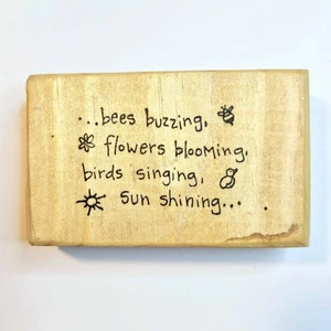 BEES BUZZING SENTIMENT Unbranded Wood Rubber Stamp Flower Bird Sun Singing pb4 - Picture 1 of 6