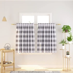 Buffalo Check Kitchen Tier Curtais 36 inches Long Plaid Gingham Rod Pocket Ca... - Picture 1 of 5
