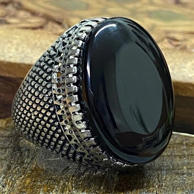 Auténtico anillo de plata de ley 925 para hombre shefat al abed ágata yemení aqeeq شفه Foto 1 de 4