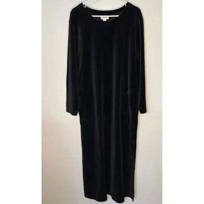 Talbots Intimates 黑色天鹅绒长裙睡眠服休闲服女式大号香港 — 第 1/4 张图片