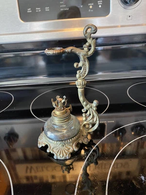 Antique Vapo Cresolene Kerosene Oil Lamp Vaporizer Cast Iron Frame Incomplete  - Image 1 of 4