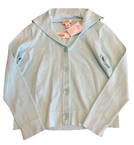 Talbots Aqua Sailor Sweater Cardigan Sailing Preppy NEW Medium - Picture 1 of 7