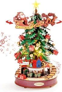 Kit Modello in Legno Carillon Christmas Melody Tree, Puzzle 3D in Legno per Adul - Foto 1 di 12