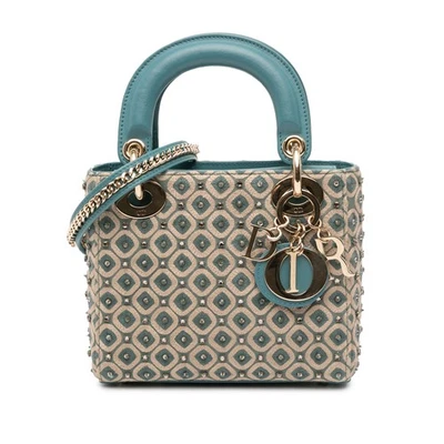 Mini lona Dior autenticada bordado en panal cristal dama Dior marrón Foto 1 de 4