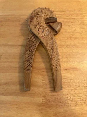 Nutcracker Hand Carved Wood Folk Art Vtg 7.5” Long - Image 1 of 3