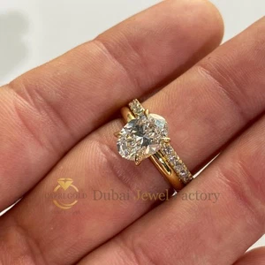 2.5ct D VVS2 Oval Lab Grown Diamond Engagement Ring Set 14K Yellow Gold IGI Cert - Picture 1 of 9