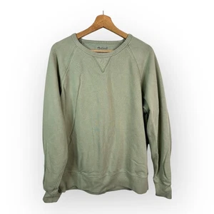 Madewell Herren Größe Large stückgefärbtes Sweatshirt mit Rundhalsausschnitt normale Passform grün - Bild 1 von 9