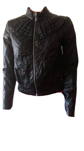 Vintage Ladakh Zip front Polyester Elastane Silk Lined Black Jacket S 8 G Cond - Picture 1 of 8