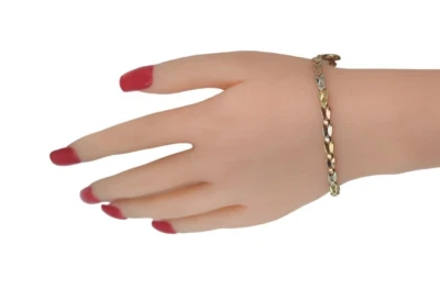 Leaf Style Ladies 7.25 Inches Bracelet New Solid Real 10K Gold multi Tone 5.6 Gr - Image 1 of 4