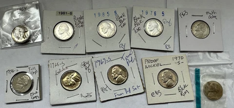 1961-P  To 2010-S 5c COLOR TONE Jefferson Proof / BU 10 Coin Lot ~ WOW! ~ J24 Cover