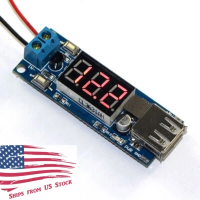 2 in 1 4.5V-40V Voltmeter & 5V USB Charger Step-Down Buck Power Converter Module - Image 1 of 4