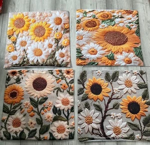 SONNENBLUMENDRUCK DESIGN PAKET 4 KISSENBEZÜGE..BRANDNEU..45x45 CM - Bild 1 von 1